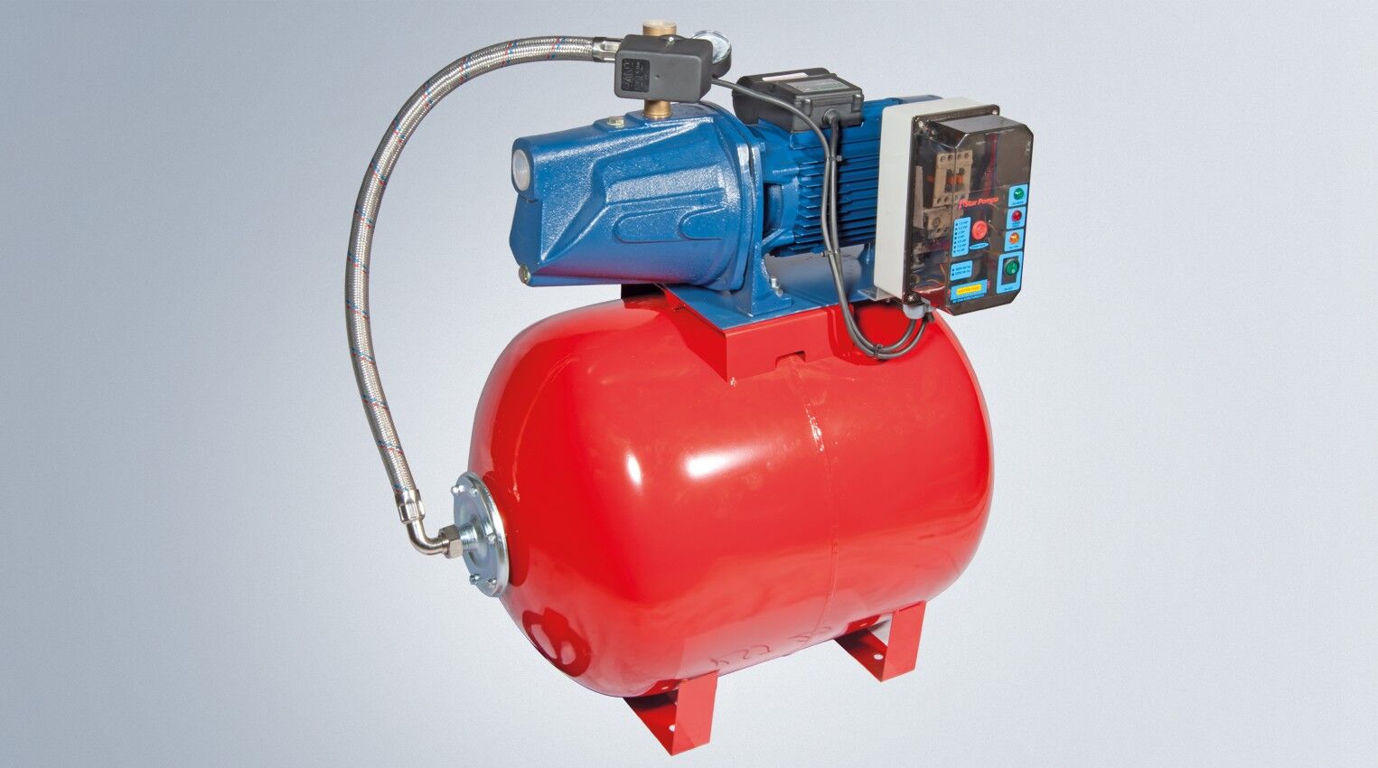 Star Pompa SPJ-Y 20 M 1,5 KW 220 V Yatık 100 LT Tanklı Hidrofor+ Panolu (6 Kat-12 Daire)