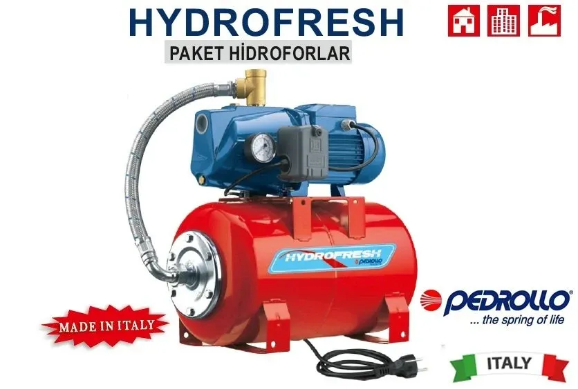 Pedrollo HYDROFRESH JSWm 2CX - Y-24LT 1Hp 220V Tanklı Paket Hidrofor