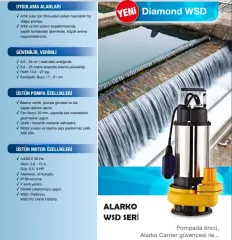 Alarko Diamond Wsd 25-17 Kirli Ve Atık Pis Su Foseptik Dalgıç Pompası (1.5 Hp - 220 Volt)