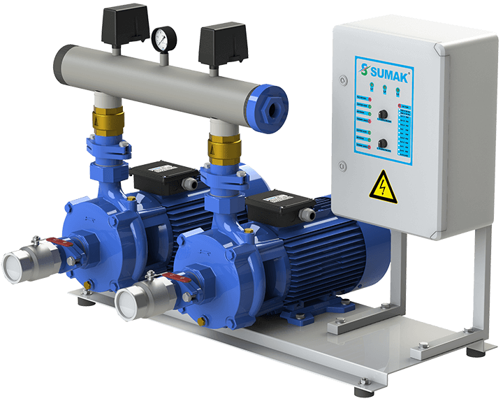 Sumak SMKTB 750 Emişli Çift Kademeli Hidrofor 8 Kat 90 Daire 380 Volt 7.5 Hp