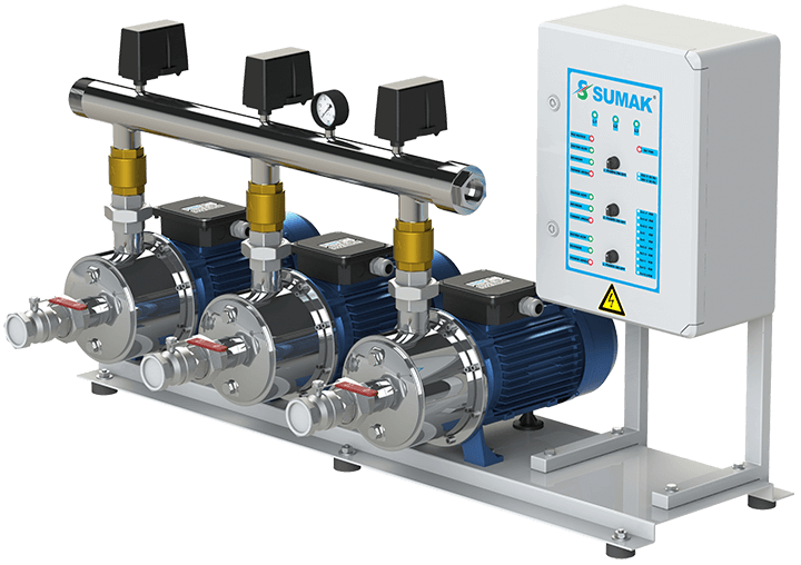 Sumak SMINOX12C 300/3T Emişli Paslanmaz Kademeli Hidrofor 11 Kat 42 Daire