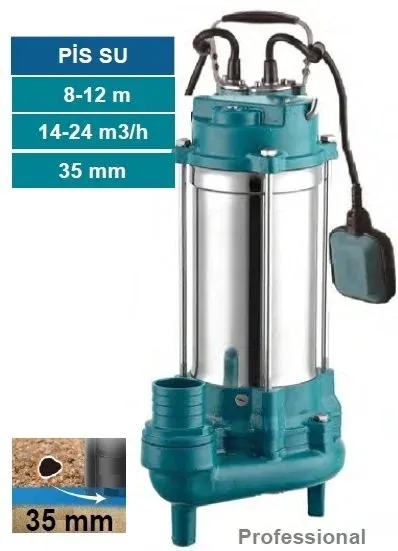 MOMENTUM PSP30-9/1.1-1.5HP-220V- PASLANMAZ GÖVDELİ PİS SU DRENAJ DALGIÇ POMPASI