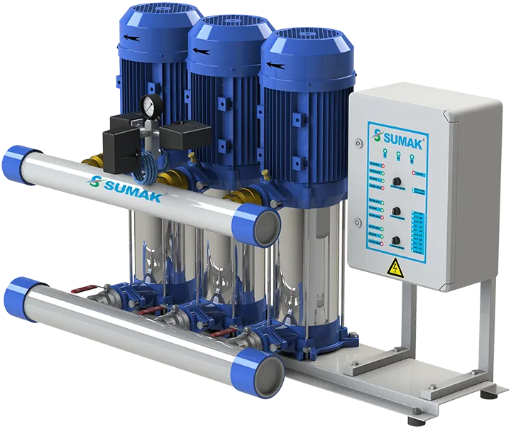 Sumak SHT8 C 220/6 Düşey Milli Kademeli Üç Pompalı Hidrofor 6 KAT 86 DAİRE