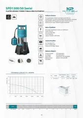 Kaysu SPD1300/50 Plastik Gövdeli Yüksek Tonajlı Kirli Su Pompası 1.75 HP