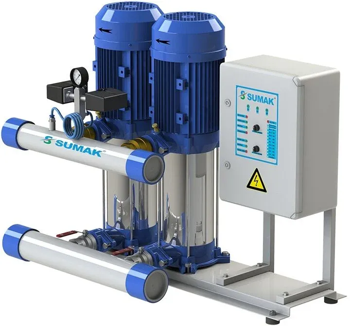 Sumak SHT12 B 400/7 Düşey Milli Kademeli Çift Pompalı Hidrofor 17 KAT 32 DAİRE