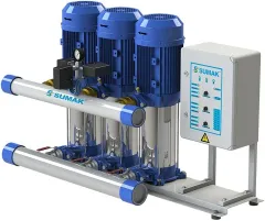 Sumak SHT12 C 400/7 Düşey Milli Kademeli Üç Pompalı Hidrofor 17 KAT 45 DAİRE