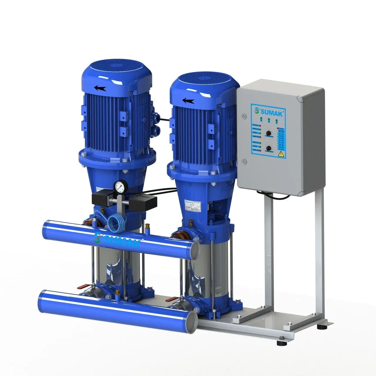 Sumak SHT 24 B 1000/7 Düşey Milli Kademeli Çift Pompalı Hidrofor 12 Kat 160 Daire