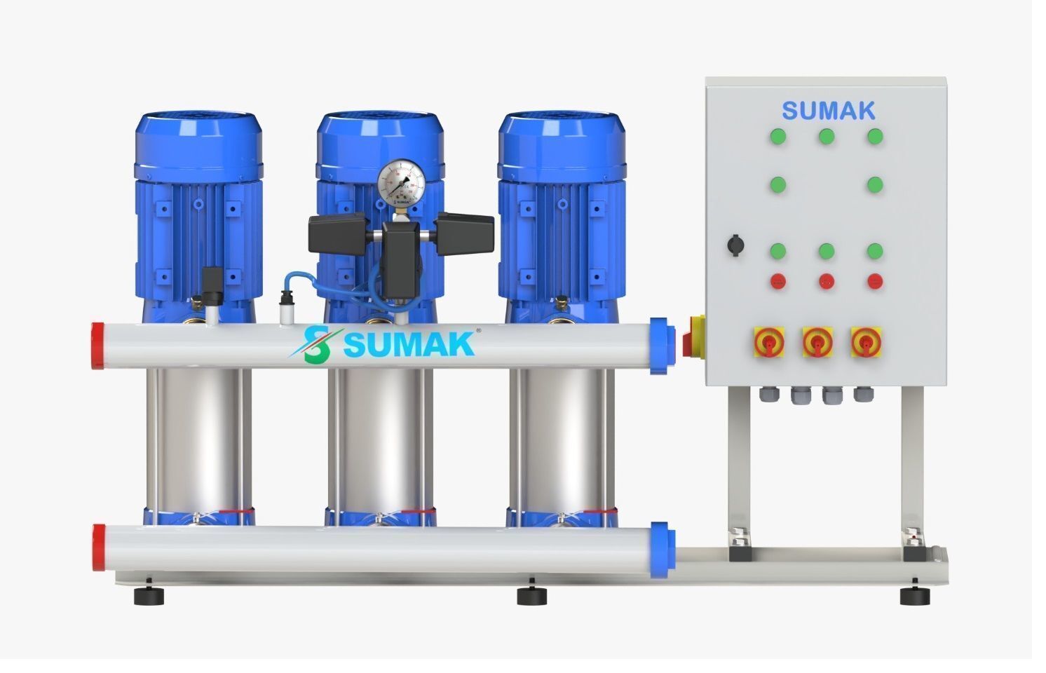 Sumak SHT 6C 180/10 PFK Üç Pom. Frekans Kon. Hidrofor 3x1.8 HP 7 Kat 51 Daire - 380V
