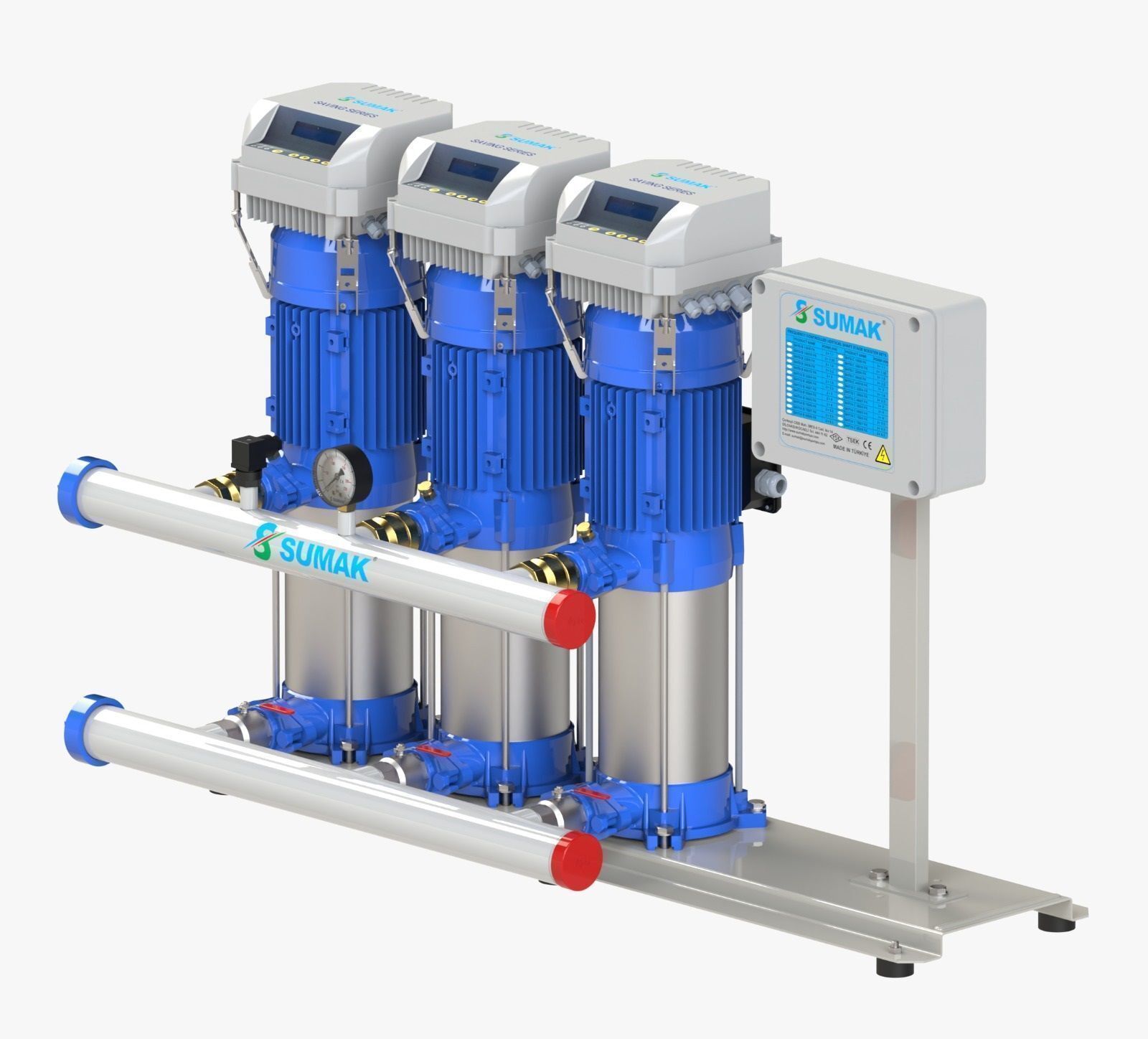 Sumak SHT 8C 300/8 FK Üç Pom. Frekans Kon. Hidrofor 3x3 HP 18 Kat 48 Daire - 380V