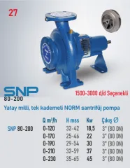 Star Pompa SNP (80-200) 3000 d/d 30 kW Yatay Milli Tek Kademeli Norm Santrifüj Pompa