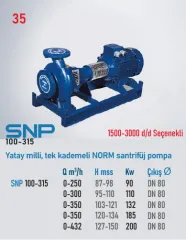 Star Pompa SNP (100-315) 1500 d/d 18.5 kW Yatay Milli Tek Kademeli Norm Santrifüj Pompa