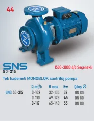 Star Pompa SNS (50-315) 1500 d/d 4 Kw Tek Kademeli Monoblok Santrifüj Pompa