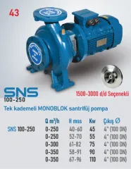 Star Pompa SNS (100-250) 1500 d/d 7,5 Kw Tek Kademeli Monoblok Santrifüj Pompa