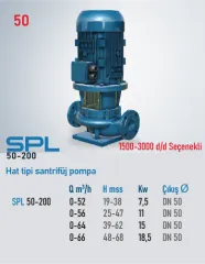 Star Pompa SPL (50-200) 1500 d/d 1,5 kW Düz Boruya Monte Edilen Hat Tipi Santrifüj Pompa