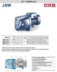 PEDROLLO JSWm 2CX-N 1HP 220V DÖKÜM GÖVDELİ JET POMPA