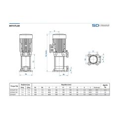 Star Pompa SD 90/8 T 3 KW 380 V Düşey Milli Çok Kademeli Pompa