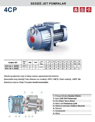 PEDROLLO 4CPm 100C 1HP 220V (SESSİZ) DÖKÜM GÖVDELİ JET POMPA