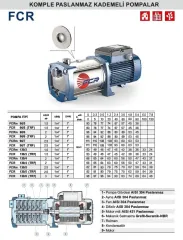 Pedrollo FCRm 90/7 2.5 Hp 220V Komple Paslanmaz Yatay Kademeli Pompa