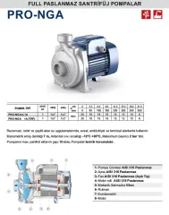 PEDROLLO PRO-NGA 1A (TRF) 1HP 380V FULL PASLANMAZ FOSEPTİK SANTRÜFÜJ POMPA