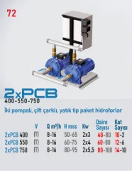 Star Pompa 2*PCB 400 T 3 KW 380 V Çift Pompalı Çift Çarklı Yatık Tip Paket Hidrofor (6kat-60 daire)