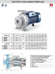 F 65/125B-I 7.5 HP 380V FLANŞLI PASLANMAZ SANTRİFÜJ POMPA