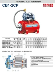 Pedrollo CB1-2CPm 25/16A 1X3Hp 220V Tanklı Paket Hidrofor
