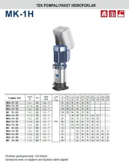 Pedrollo MK 1H - 8/6 1X3Hp 380V Tek Pompalı Dikey Milli Paket Hidrofor