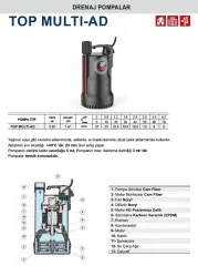 Pedrollo TOP MULTI-AD 0.5Hp 220V Drenaj Dalgıç Pompa
