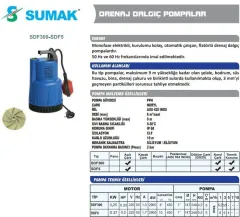 Sumak SDF5 Drenaj Dalgıç Pompası 0.5 HP