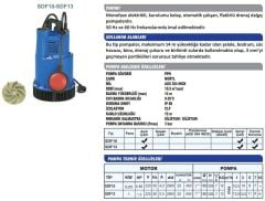 Sumak SDF 13 Drenaj Dalgıç Pompa Monofaze (220V) 1.3 Hp