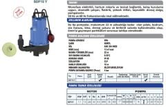 Sumak SDF 15Y Flatörlü  Dalgıç Pompa 20 Mt Yükseklik 14 m³/h 10 Mt Kablolu