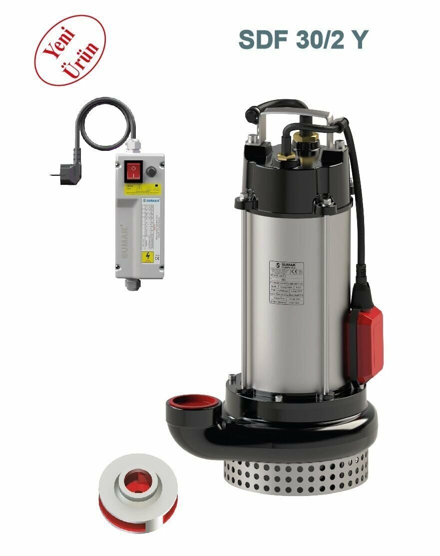 Sumak SDF 30/2-Y Az Kirli Drenaj Dalgıç Pompa 3 HP 220V