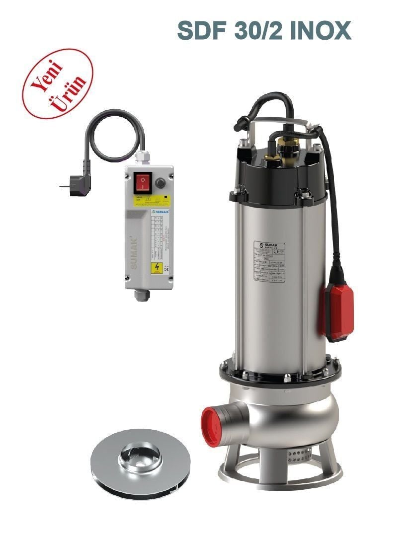 Sumak SDF 20/2 İnox Az Kirli Paslanmaz Drenaj Dalgıç Pompa 2.2 HP 220V