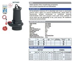 Sumak SDTV 50/3 Döküm Gövdeli Drenaj Ve Foseptik Pompası 5.5 HP