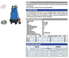 Sumak SDF12 Plastik Gövdeli Foseptik Pompası 1 HP
