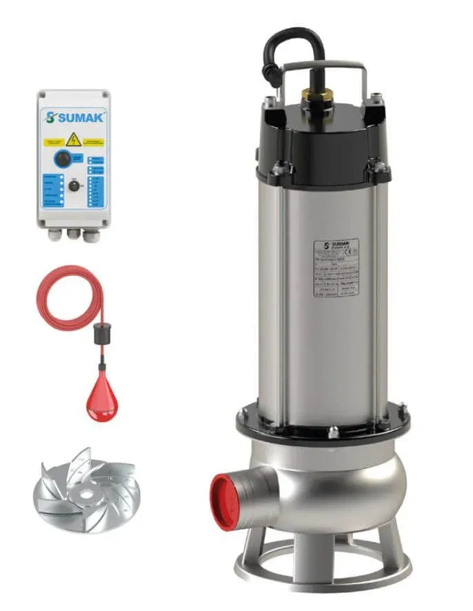 Sumak SDTV 20/2 İnox Paslanmaz Foseptik Dalgıç Pompa 2.2 HP 380V