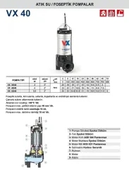 Pedrollo VX 75/65 7.5Hp 380V Epoksi Döküm Gövdeli Foseptik Atık Su Dalgıç Pompa
