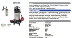 Sumak SBRM 18/2P Parçalayıcı Bıçaklı Foseptik Dalgıç Pompa Monofaze (220V) 1.8 Hp