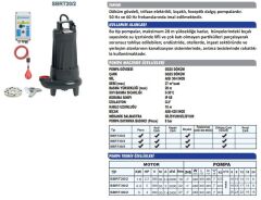 Sumak SBRT 20/2 Bıçaklı Foseptik Dalgıç Pompa Trifaze (380V) 2.2 HP
