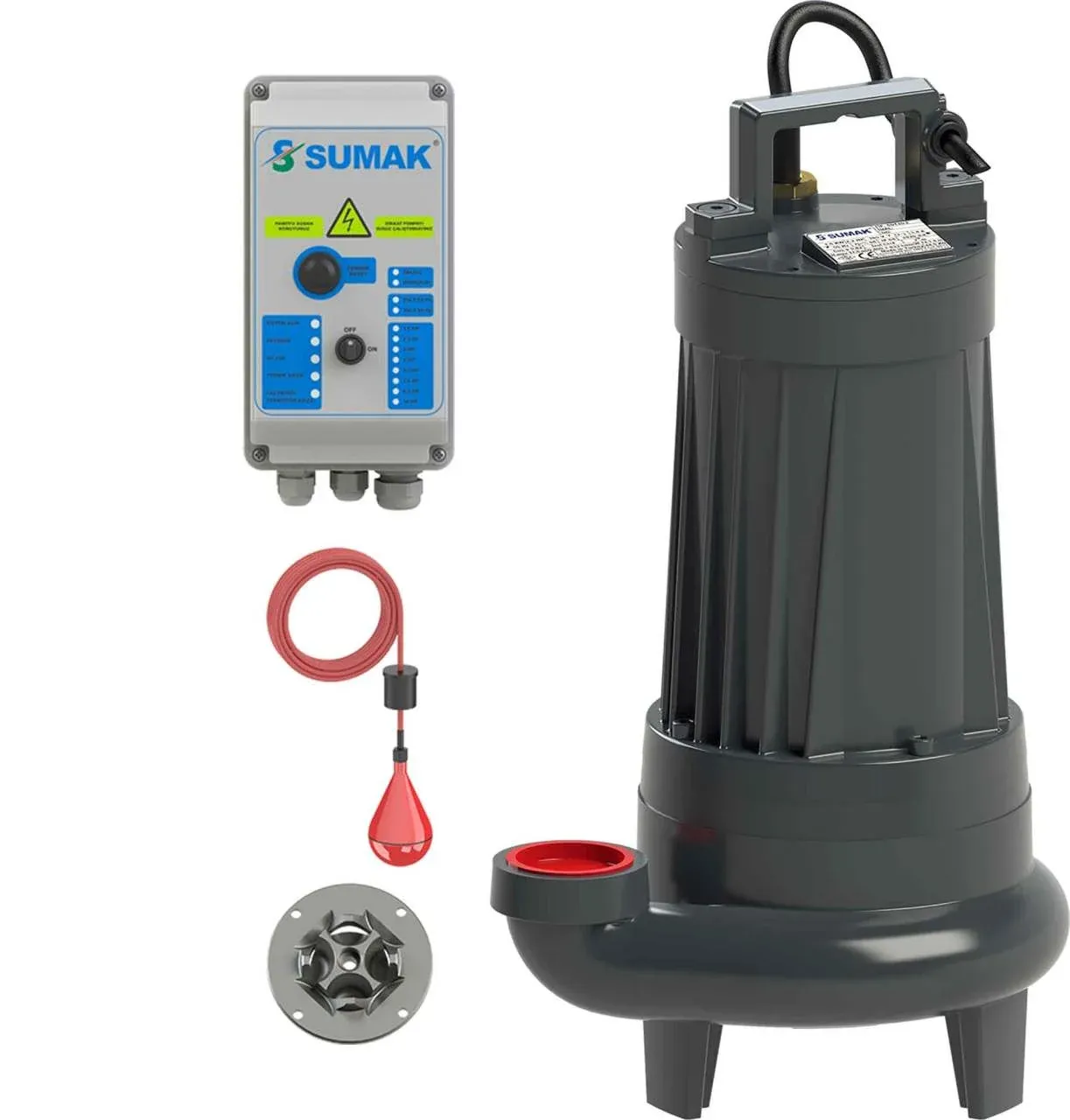 Sumak SBRT 30/2-P Parçalayıcı Bıçaklı Foseptik Dalgıç Pompa Trifaze (380V) 3Hp