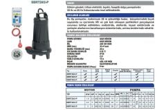 Sumak SBRT 40/2-P Parçalayıcı Bıçaklı Foseptik Dalgıç Pompa Trifaze (380V) 4Hp