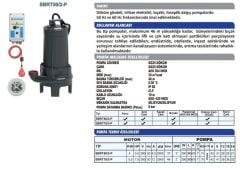Sumak SBRT 50/2-P Parçalayıcı Bıçaklı Foseptik Dalgıç Pompa Trifaze (380V) 5HP