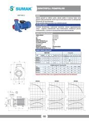 Sumak SMT 220/3 Santrifüj Pompa Trifaze (380V) 2.2HP