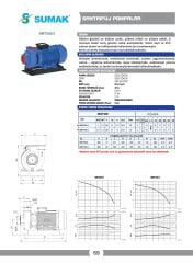 Sumak SMT 750/3 Santrifüj Pompa Trifaze (380V) 7.5HP