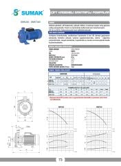 Sumak SMKT 300 Çift Kademeli Santrifüj Pompa Trifaze (380V) 3HP